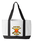 2-77 Shopping Bag, 18.5"W x 12"H with 3.5" depth. White Polyester with Black Straps and Bottom.