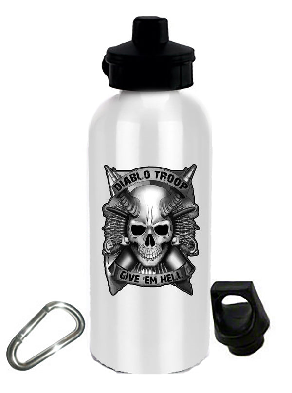 20 oz Stainless Steel Water Bottle with Stem/Straw Top and Spare Lid with Carabiner.