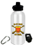 20 oz Stainless Steel Water Bottle with Stem/Straw Top and Spare Lid with Carabiner.