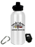 20 oz Stainless Steel Water Bottle with Stem/Straw Top and Spare Lid with Carabiner.