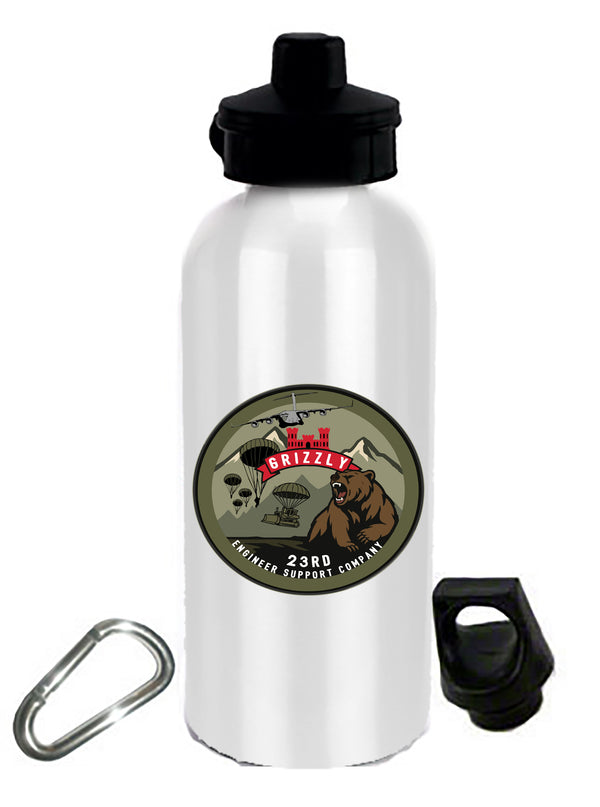 20 oz Stainless Steel Water Bottle with Stem/Straw Top and Spare Lid with Carabiner.