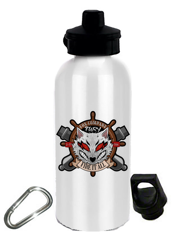 Fox Co. 20 oz Stainless Steel Water Bottle with Stem/Straw Top and Spare Lid with Carabiner.