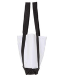 2d MDTF Shopping Bag, 18.5"W x 12"H with 3.5" depth. White Polyester with Black Straps and Bottom.