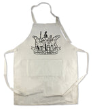 Apron 33" x 25" with large front pocket. Choose from Color or Black Design.