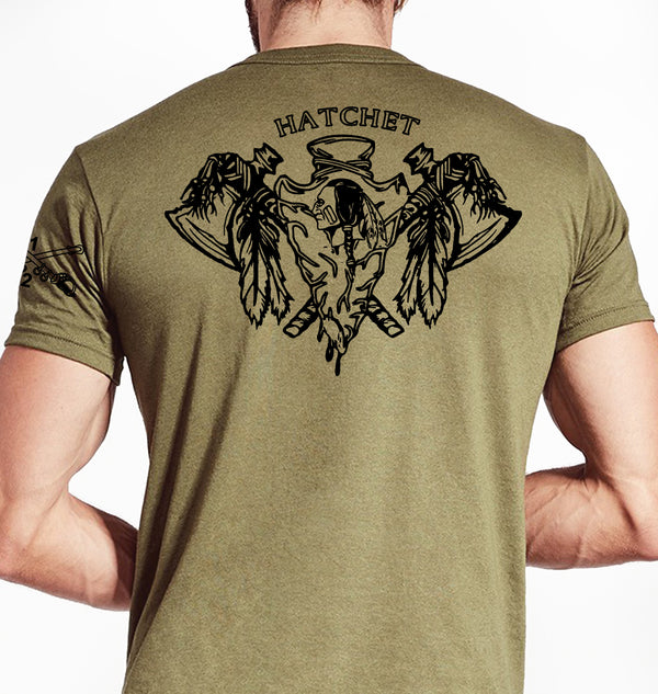 Hatchet Coyote Tan Unisex Shirt (Black Design). This shirt is NOT approved for PT