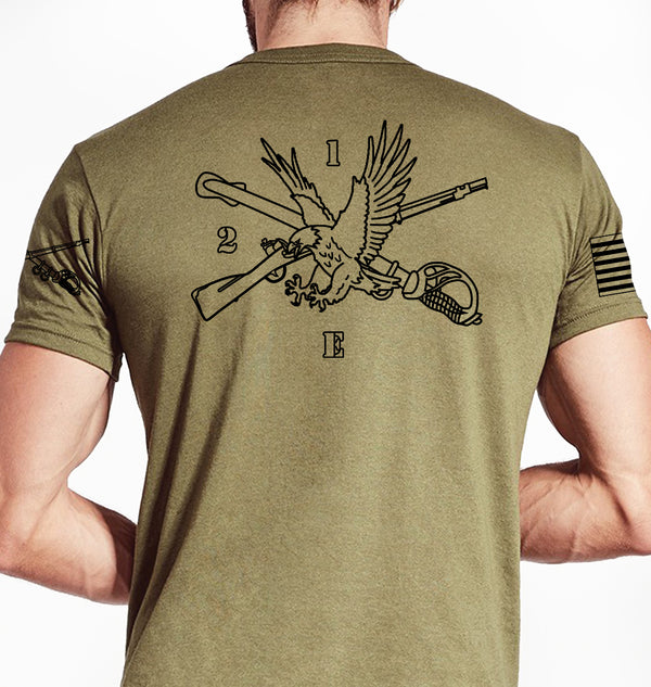 E Troop Coyote Tan Unisex Shirt (Black Design). This shirt is NOT approved for PT