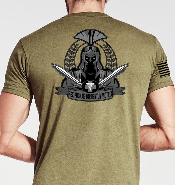 Medics Coyote Tan Unisex Shirt (Black Design). This shirt is NOT approved for PT