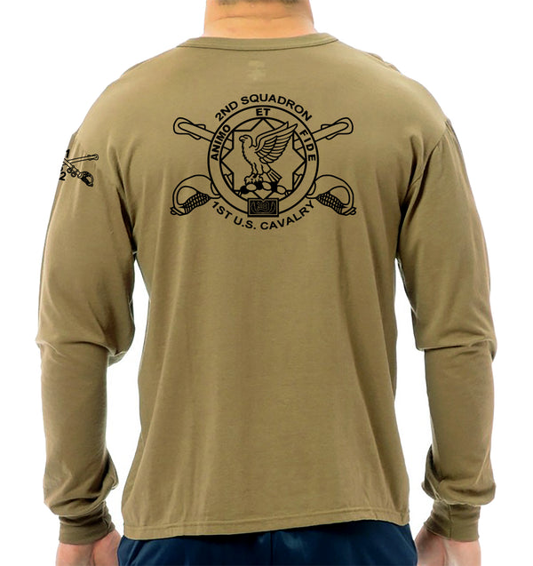 Tan Long Sleeve 50-50 Blend Unisex Shirt (Black Design). This shirt IS approved for PT