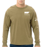 Tan Long Sleeve 50-50 Blend Unisex Shirt (White Design). This shirt IS approved for PT