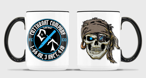 Cutthroat 15 oz Coffee Mug- All White or White with Black Trim