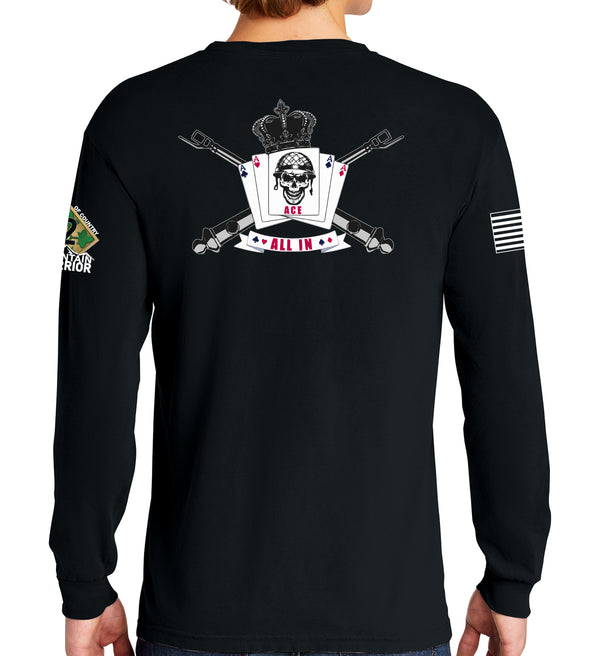 Alpha Battery Long Sleeve 50-50 Blend Unisex Shirt. This shirt IS approved for PT