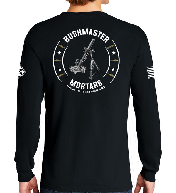 Bushmaster Mortars Long Sleeve 50-50 Blend Unisex Shirt. This shirt IS approved for PT