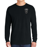 Black on Black Long Sleeve 50-50 Blend Unisex Shirt. This shirt IS approved for PT