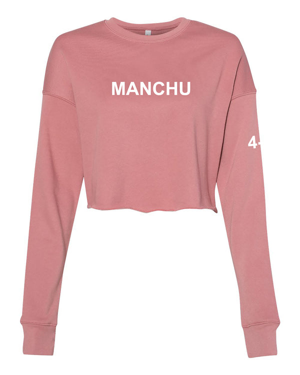 Manchu Front Women's Cropped Crew Fleece, (Plain Back). Comes in different colors and designs