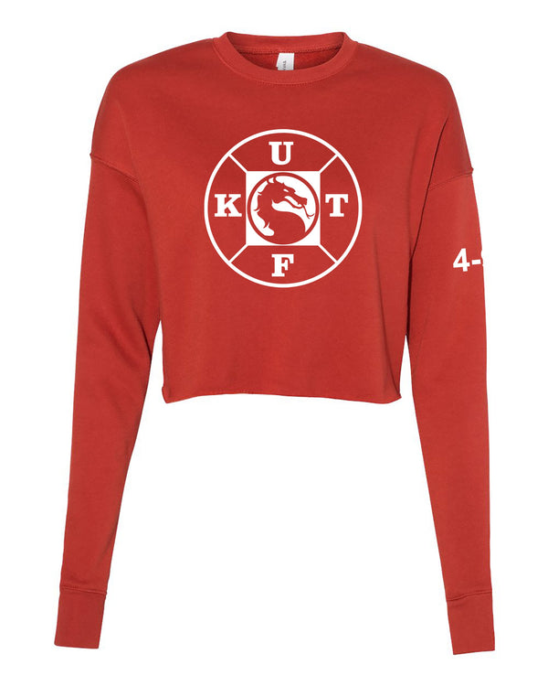 Dragon Front Women's Cropped Crew Fleece, (Plain Back). Comes in different colors and designs