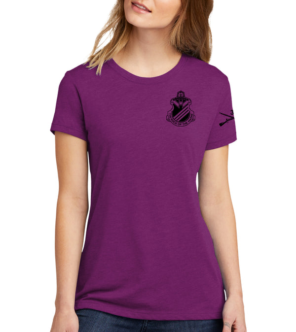 Ladies Short Sleeve Fitted T-Shirt, 1-38 Black Front Crest. Comes in Different Colors