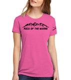 Ladies Short Sleeve Fitted T-Shirt, Black Mountain Crest. Comes in Different Colors