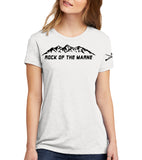 Ladies Short Sleeve Fitted T-Shirt, Black Mountain Crest. Comes in Different Colors