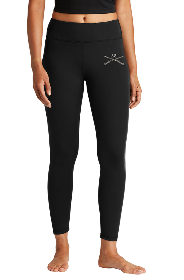 Ladies 7/8 Black Leggings. Black on Black Design