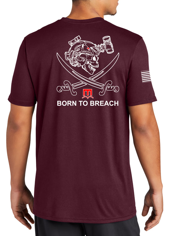 Born to Breach Athletic Performance Maroon T-Shirt. This shirt IS approved for PT