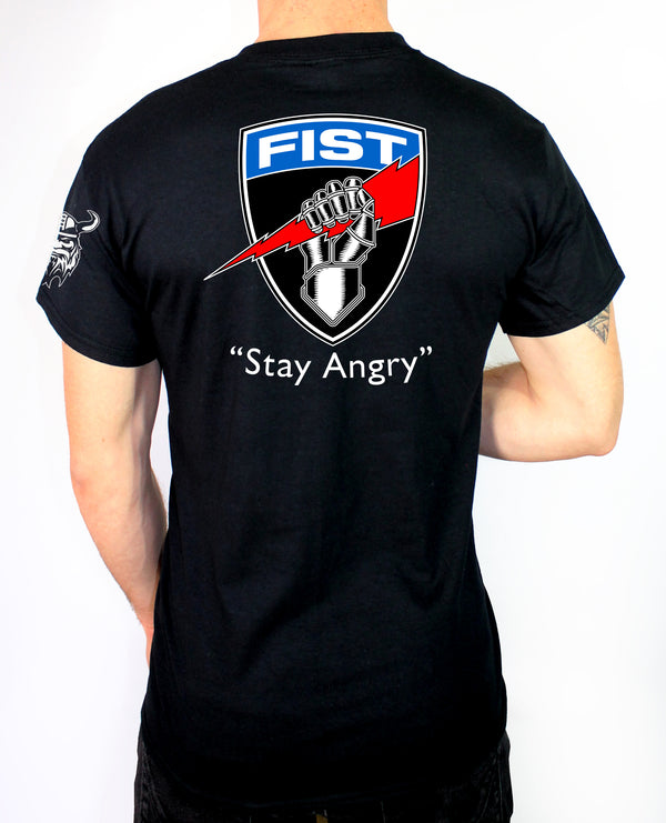 Fist 50-50 Blend Black Unisex PT Short Sleeve Shirt. Approved for PT