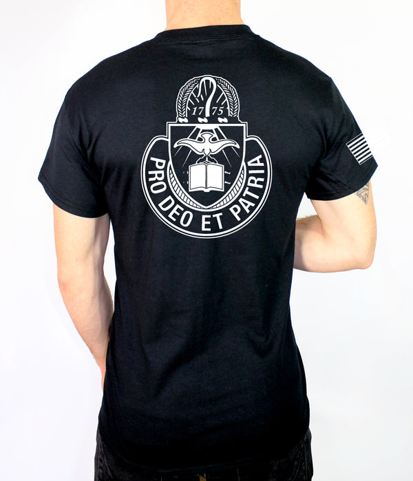 Chapel Corps 50-50 Blend Black Unisex PT Short Sleeve Shirt. Approved for PT