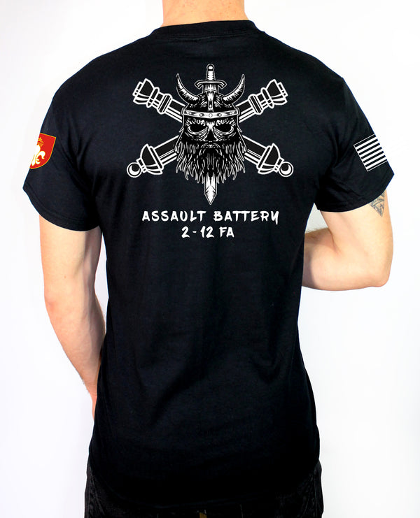 Assault 50-50 Blend Black Unisex PT Short Sleeve Shirt. Approved for PT