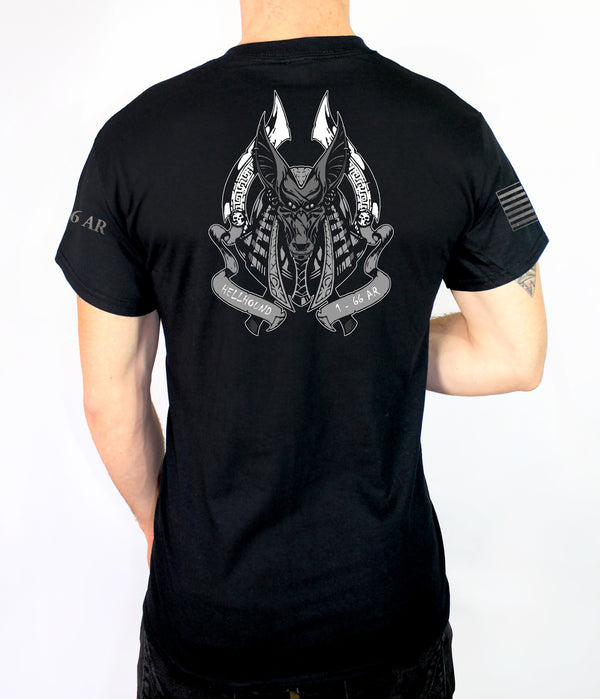 Grey Hellhound 50-50 Blend Black Unisex PT Short Sleeve Shirt. Approved for PT