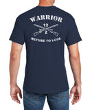 Warrior 50-50 Blend (White Distressed Design) Navy Unisex Short Sleeve Shirt