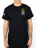 A CO 50-50 Blend Black Unisex PT Short Sleeve Shirt. Approved for PT