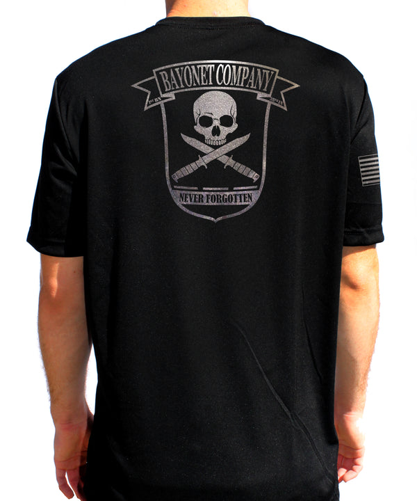 Bayonet Co Athletic Black on Black T-Shirt. This shirt IS approved for PT