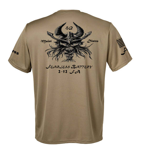 Fearless Performance Coyote Tan Closed Mesh Unisex Shirt (Black Design). This shirt is NOT approved for PT