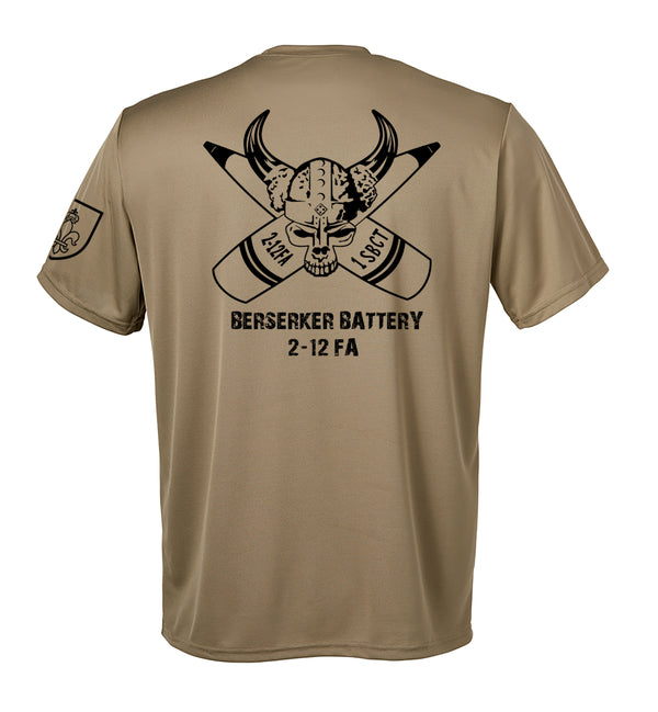 Berserker Performance Coyote Tan Closed Mesh Unisex Shirt (Black Design). This shirt is NOT approved for PT