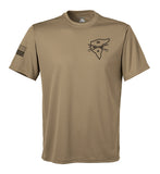 1-38 A Coyote Tan Performance Closed Mesh Unisex Shirt. This shirt is NOT approved for PT