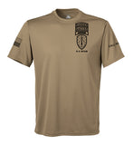 Coyote Tan Performance Closed Mesh Unisex Shirt. This shirt is NOT approved for PT