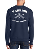 Warrior Crewneck Unisex 50-50 Blend Navy Sweatshirt (White Design).