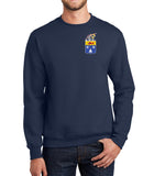 Warrior Crewneck Unisex 50-50 Blend Navy Sweatshirt (White Distressed Design).