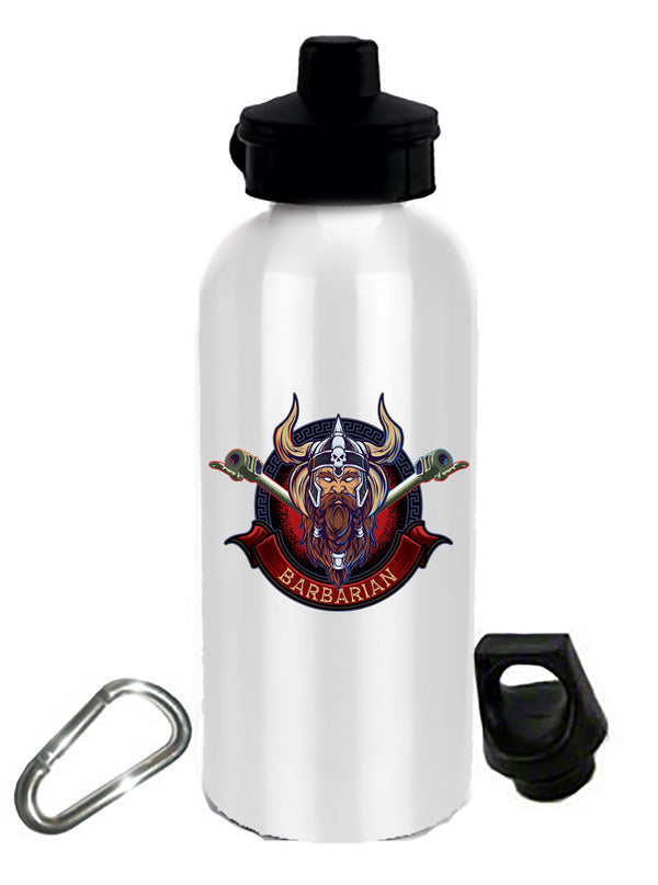 Barbarian 20 oz Stainless Steel Water Bottle with Stem/Straw Top and Spare Lid with Carabiner.