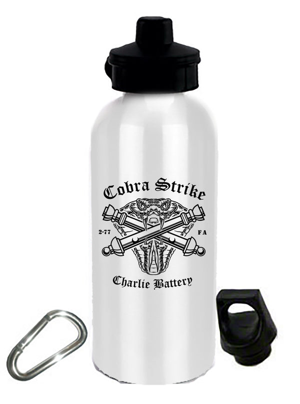 Cobra Strike 20 oz Stainless Steel Water Bottle with Stem/Straw Top and Spare Lid with Carabiner.