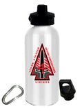 20 oz Stainless Steel Water Bottle with Stem/Straw Top and Spare Lid with Carabiner.