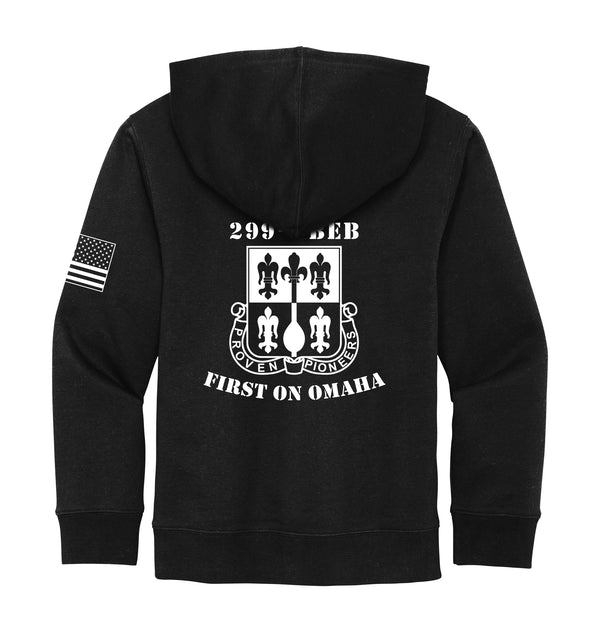 Youth Unisex Black Hoodie Sweatshirt (White Design).