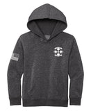 Youth Unisex Grey Hoodie Sweatshirt (White Design).