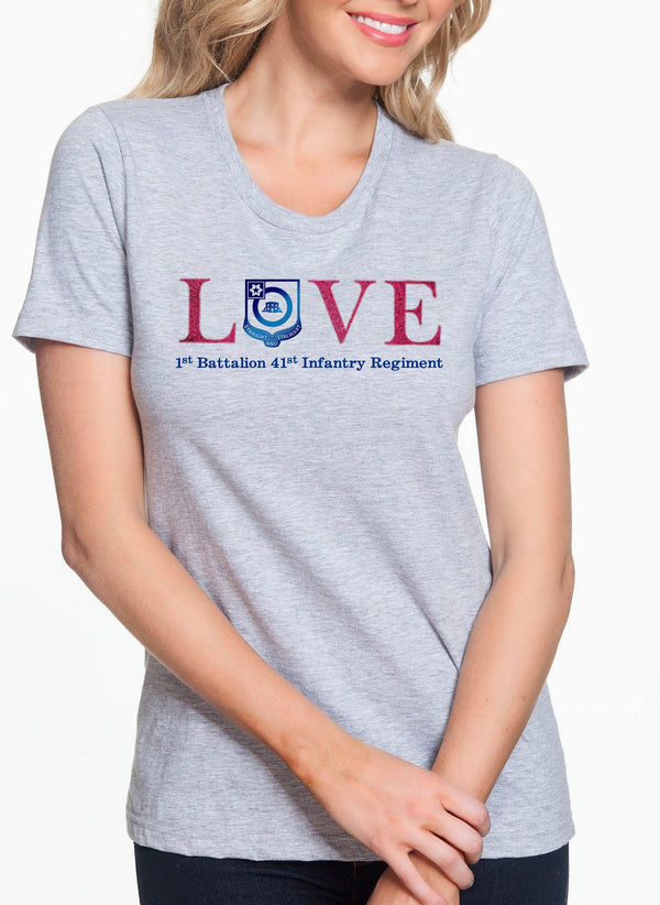 Gray Crew Neck LOVE Shirt Pink Glitter/Electric Blue Text. *Free Liaison Pick-up only** NO FREE Shipping**