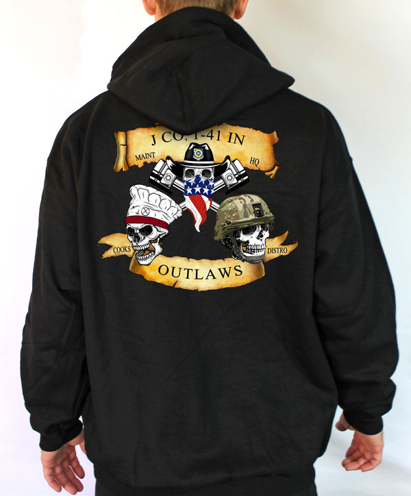 J CO Outlaws Black Unisex Hoodie Sweatshirt. This shirt is NOT approved for PT *Free Liaison Pick-up only- No Free Shipping*