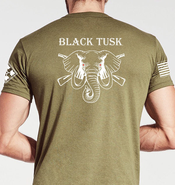 Coyote Tan Black Tusk Unisex (White Print). This Shirt is NOT Approved for PT - ***Free Shipping means for Liaison pick up to base only***