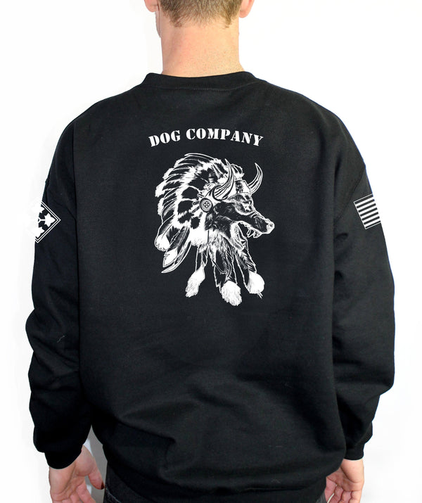 Dog Company Black Unisex PT Sweatshirt. This is approved and can be worn for PT. **FREE Liaison pick up to base only*