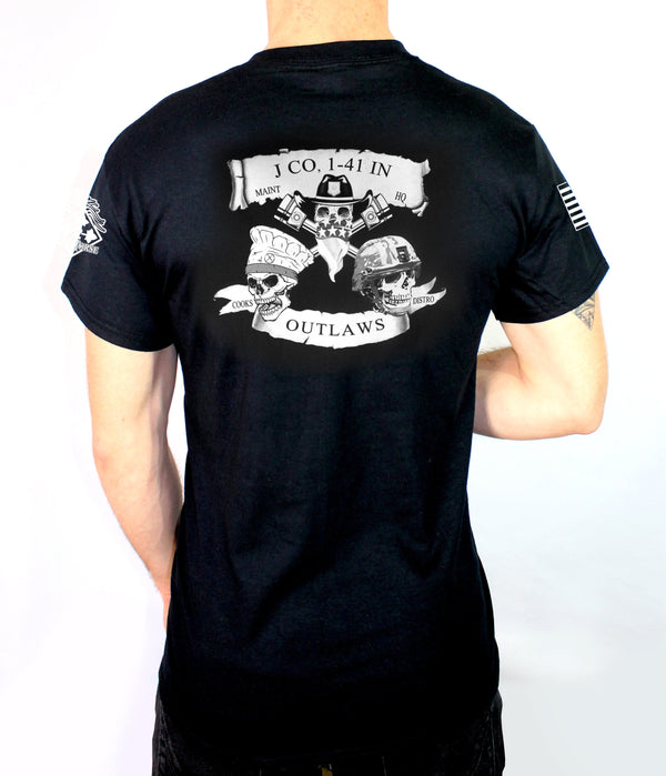 J-CO Outlaws White on Black Unisex T-Shirt. NOT approved for PT *Free Liaison Pick-up only** No Free Shipping***