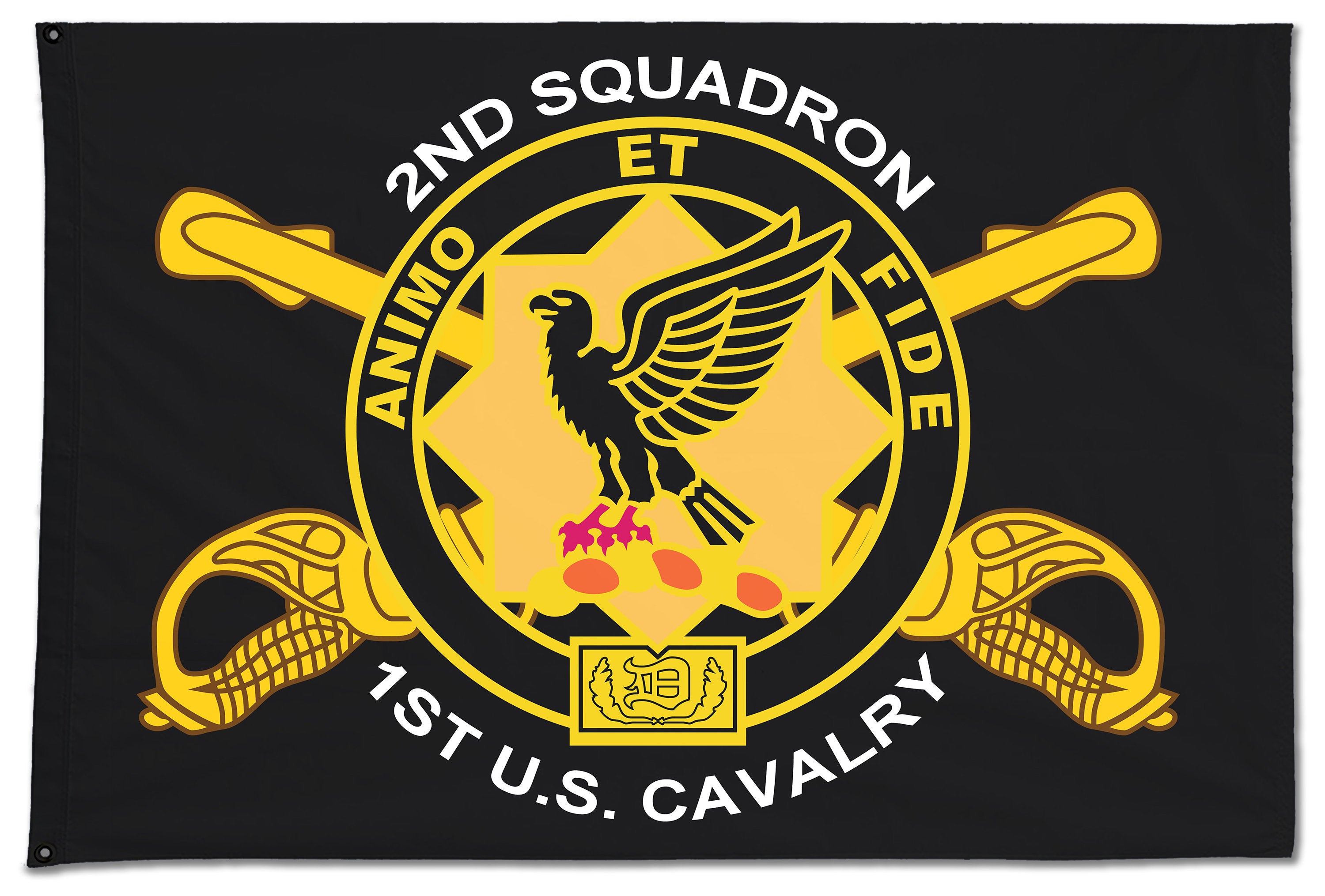 Flag with 2-1 CAV Crest. One Sided with Grommets *Free Shipping means the  Liaison will Pick-up orders and bring them back to Base only*
