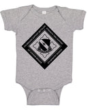 Baby Bodysuit with 4thBSB B&W Crest and Comes in Multiple Colors. **Free Shipping means for Liaison pick up to base only**