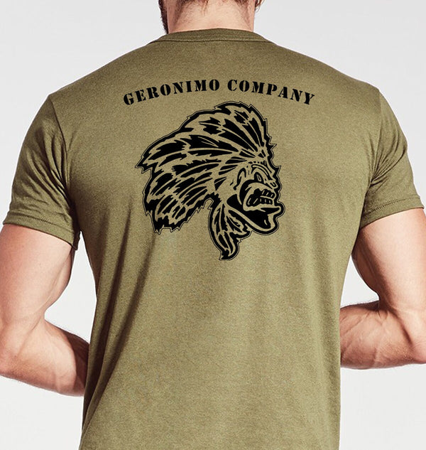 Geronimo Company Unisex Tan Shirt. This shirt is Not Approved for PT **FREE Liaison pick up to base only*